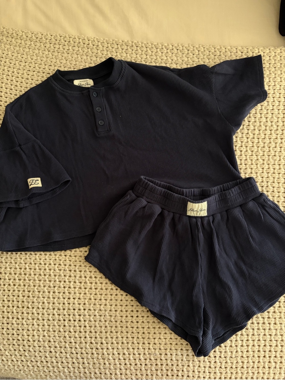 Eleven Eleven Waffle Knit Set in Navy